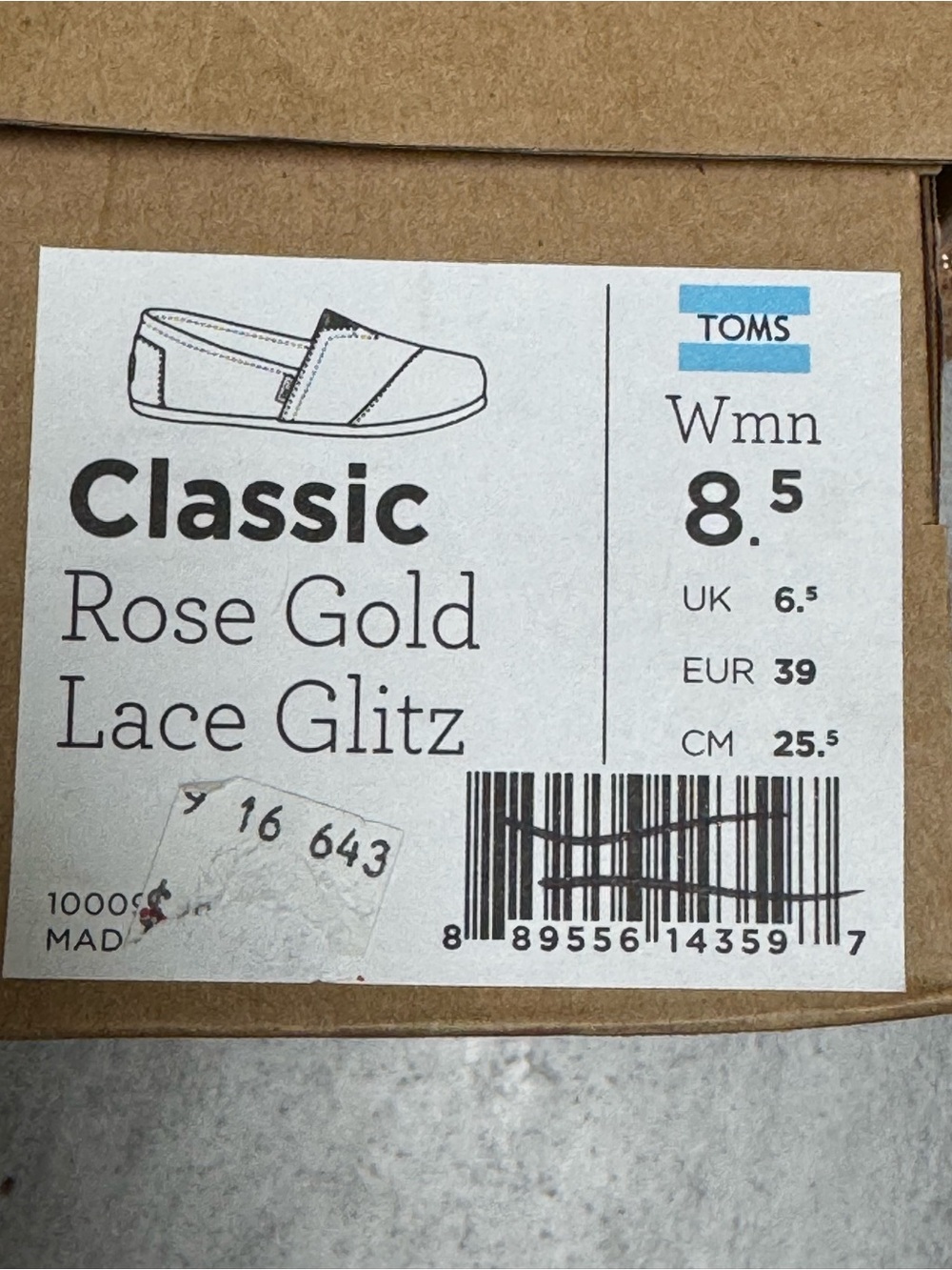 TOMS Women's Lace & Glitter Espadrilles in Sparkly Rose Gold - Picture 3 of 4